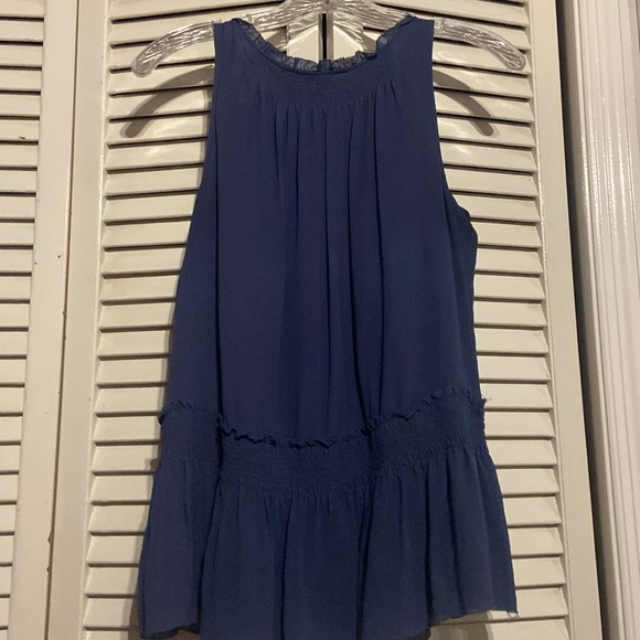 Blue Silk Sleeveless Blouse by Theory (Size: Petite) - Picture 10 of 10